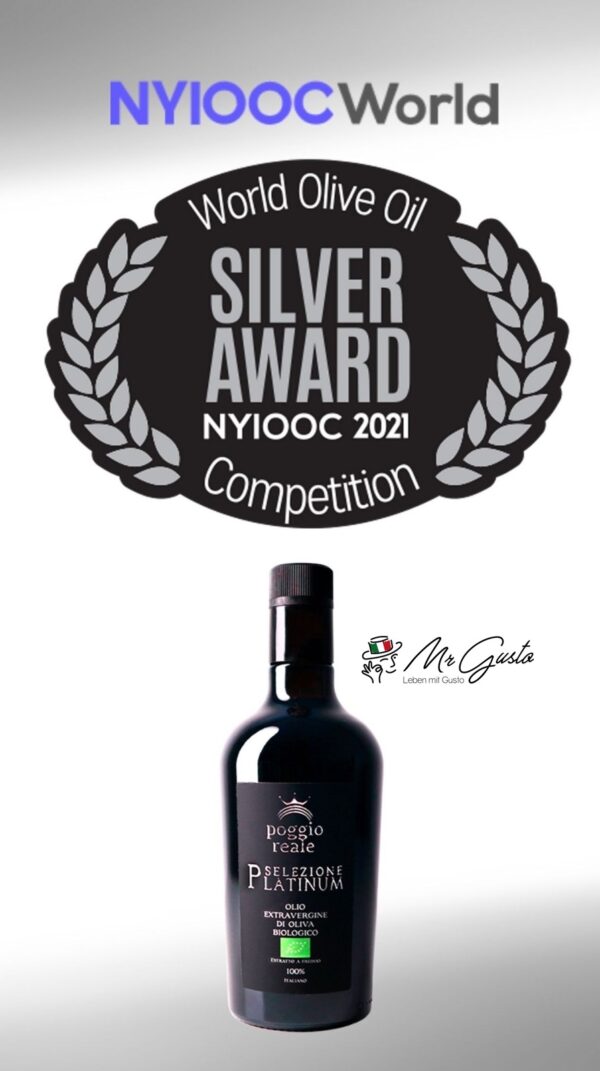 Silver award NYIOOC Platinum Bio Extra Natives Olivenoel