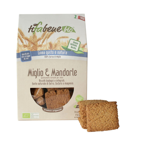 Bio-Kekse aus Vollkorn-Hirse und Mandeln 250g Glutenfrei Vegan ohne Zucker
